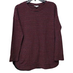 J Jill Striped Long Sleeve Casual Pullover Sweater Top Women Size S Red Black